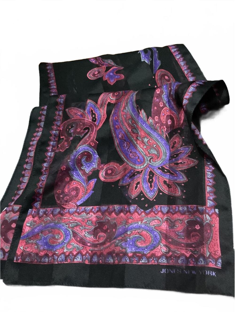 Jones New York Black Paisley Pattern Scarf